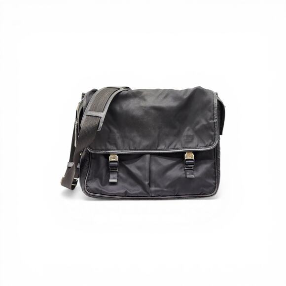 Prada Other - Prada Tessuto Nylon Double Clip Messenger Crossbody Computer Bag Black Unisex